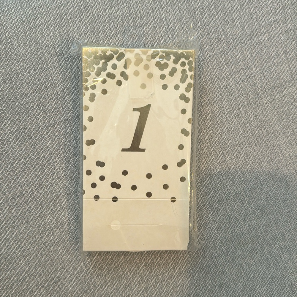Gold Confetti Table Number Cards